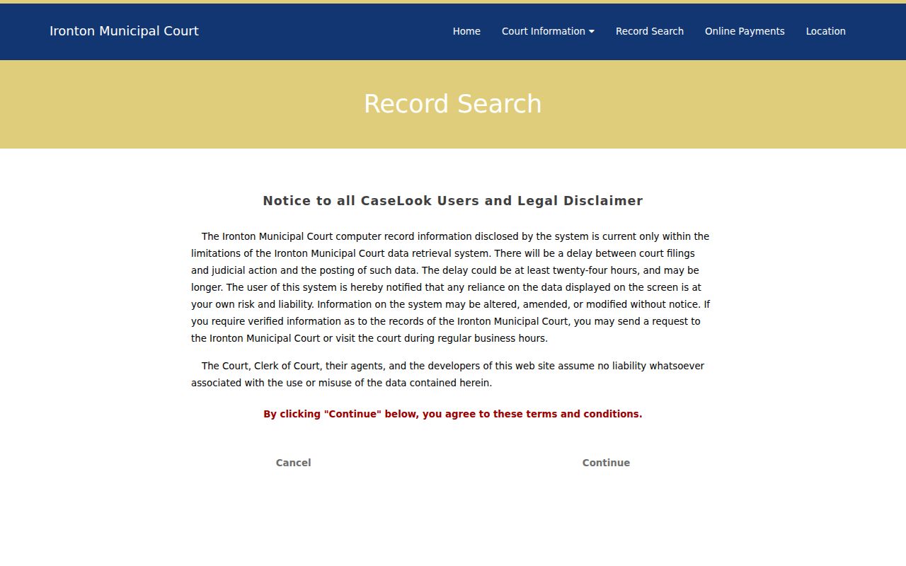 Lawrence County criminal docket Ironton Municipal CaseLook search