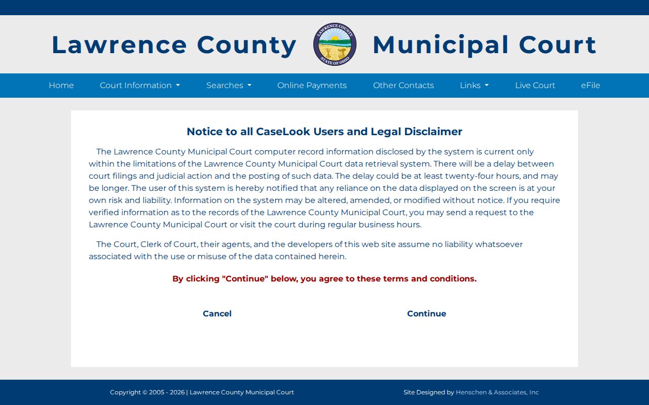 Lawrence County criminal docket Municipal Court CaseLook search
