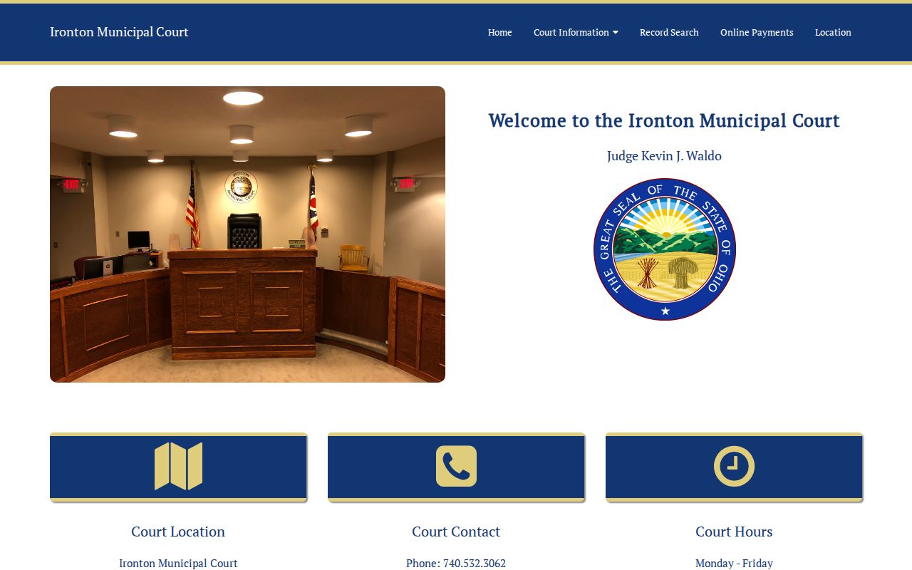 Ironton and Lawrence County court records source showing the Ironton Municipal Court location
